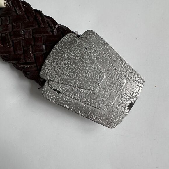 Vintage Braided Leather Belt Womens M/L Brown Shells Turquoise Indie Boho Hippie - Picture 6 of 10